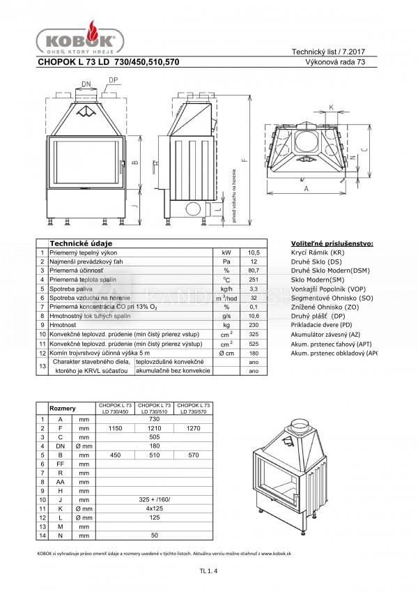Kobok Chopok 730/450 510 570 minőségi, tartós, erős kandallóbetét kandalloshop