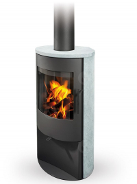 Romotop ALPERA E02 modern fatüzelésű zsírkő kályha samott tűztérrel