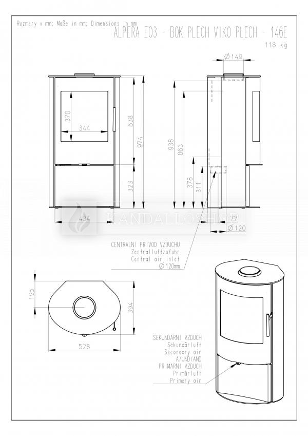 Romotop ALPERA E03 lemez, minőségi, acél kályha  kandalloshop