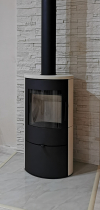 Romotop EVORA 01 modern, minőségi, acél kályha kerámia borítással kandalloshop