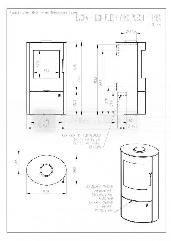 Romotop EVORA 03 lemez modern, minőségi, acél kályha kandalloshop