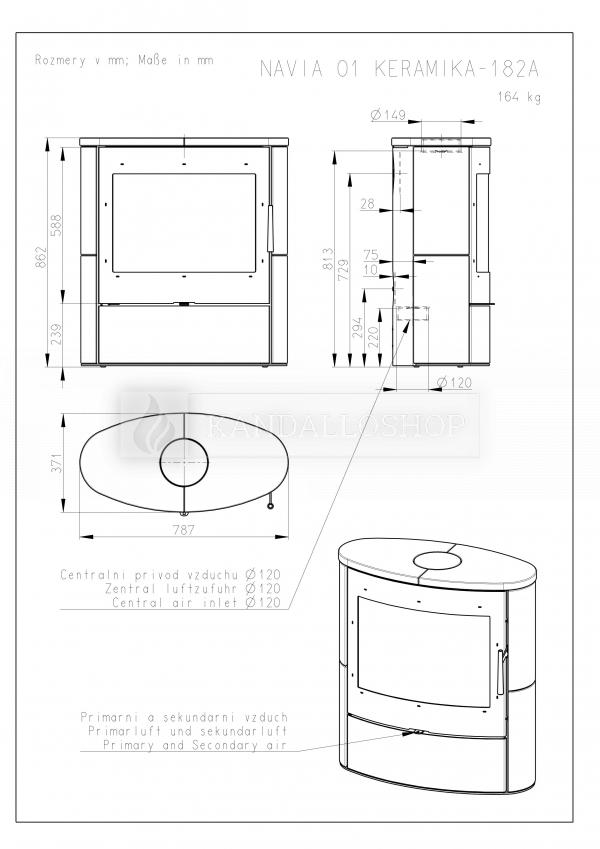 Romotop Navia 01 kerámia, lemez, modern, minőségi, acél, kandallókályha széles üveggel kandalloshop