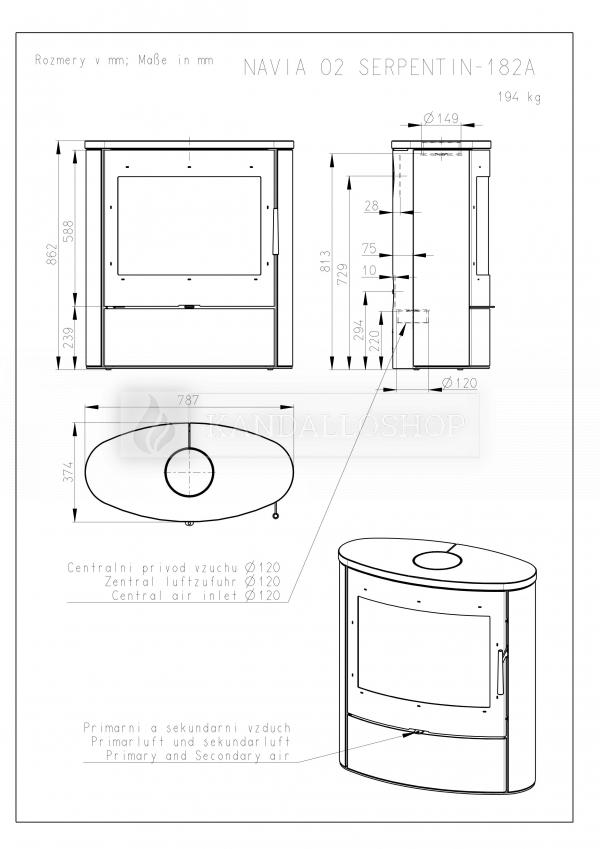 Romotop Navia 02 zsírkő, lemez, modern, minőségi, acél, kandallókályha széles üveggel kandalloshop