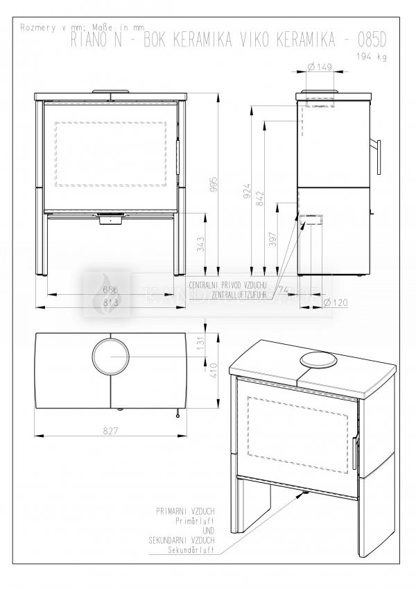 Romotop Riano N02 kerámia, lemez, modern, minőségi, acél, kandallókályha széles üveggel kandalloshop