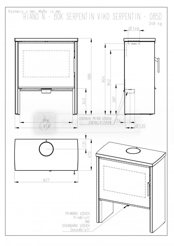 Romotop Riano N03 zsírkő, lemez, modern, minőségi, acél, kandallókályha széles üveggel kandalloshop
