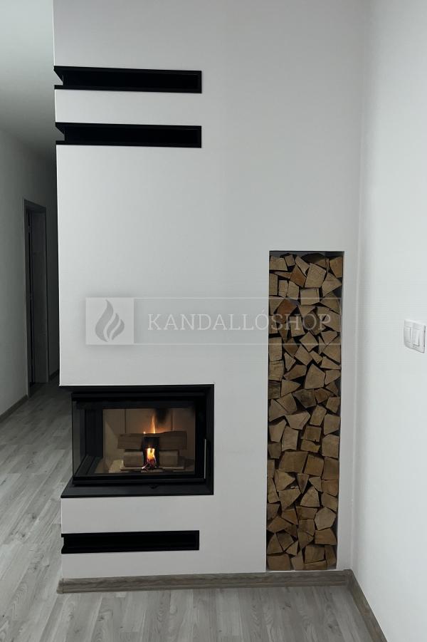 Romotop Heat R/L 2g S 60.44.33.13 minőségi acél, légfűtéses, sarki kandallóbetét kandalloshop