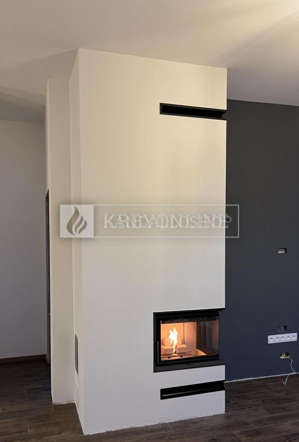 Romotop Heat R/L 2g S 60.44.33.13 minőségi acél, légfűtéses, sarki kandallóbetét kandalloshop