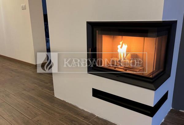 Romotop Heat R/L 2g S 60.44.33.13 minőségi acél, légfűtéses, sarki kandallóbetét kandalloshop