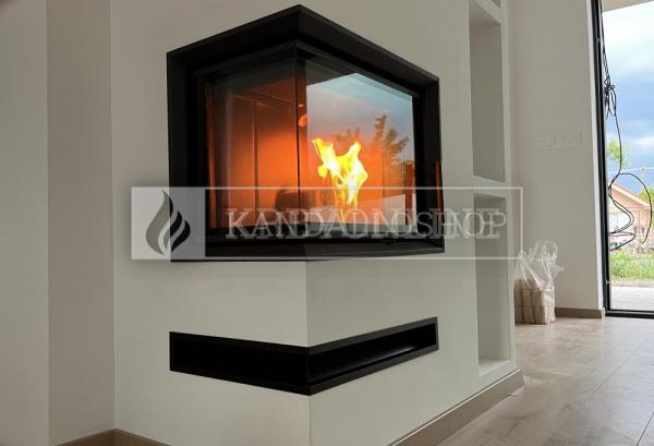 Romotop Heat R/L 2g S 60.44.33.13 minőségi acél, légfűtéses, sarki kandallóbetét kandalloshop