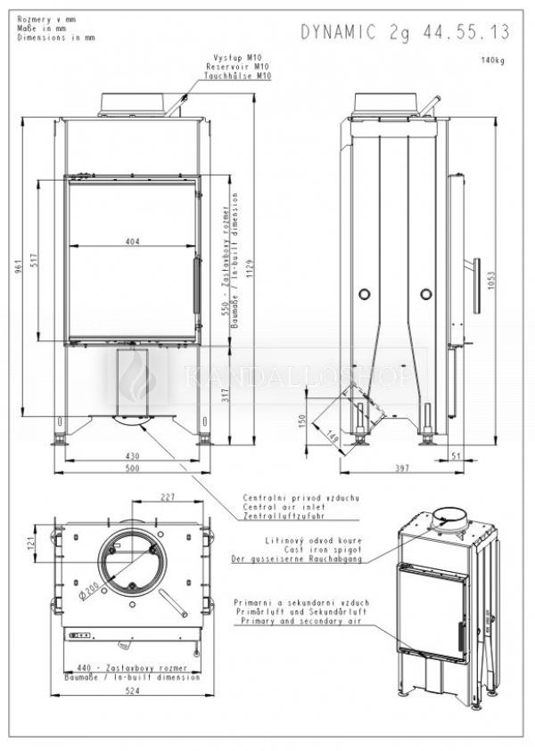 Romotop Dynamic 2g 44.55.13 kandallóbetét egyenes dupla üveggel kandalloshop