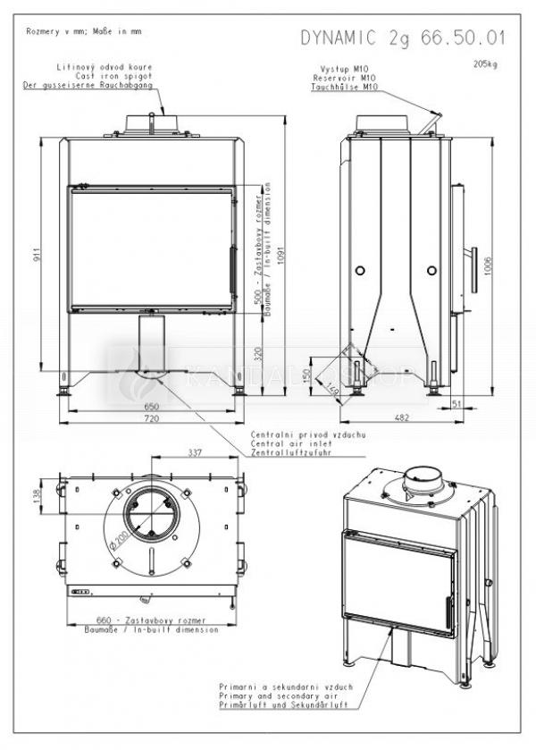 Romotop Dynamic 2g 66.50.01 kandallóbetét egyenes dupla üveggel kandalloshop