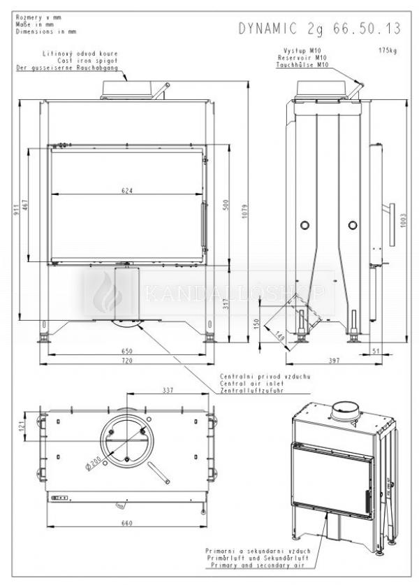 Romotop Dynamic 2g 66.50.13 kandallóbetét egyenes tripla üveggel kandalloshop