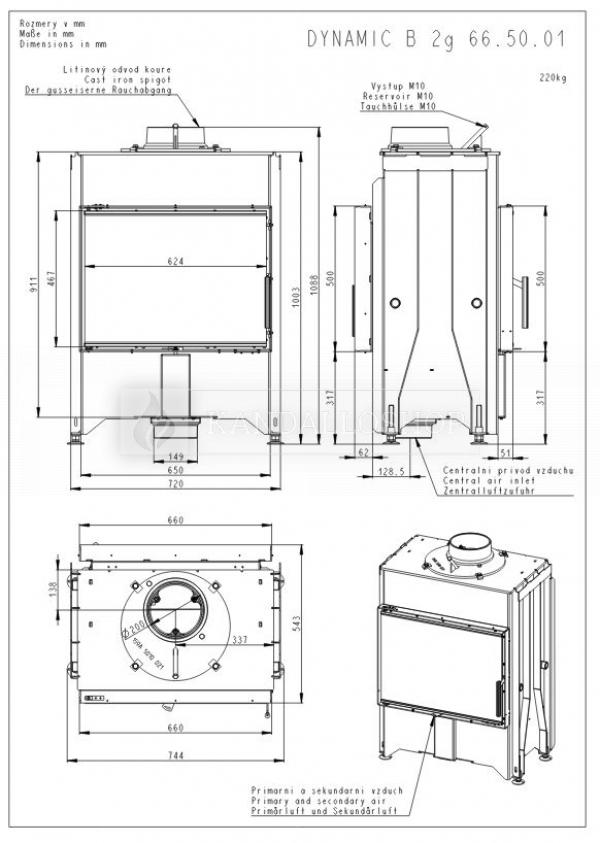 Romotop Dynamic B2G 66.50.01 kandallóbetét egyenes dupla üveggel és hátsó ajtóval kandalloshop