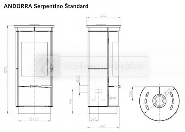 Thorma Andorra Serpentino Extra hőtárolós, zsírkő borítású kandalló kályha kandalloshop