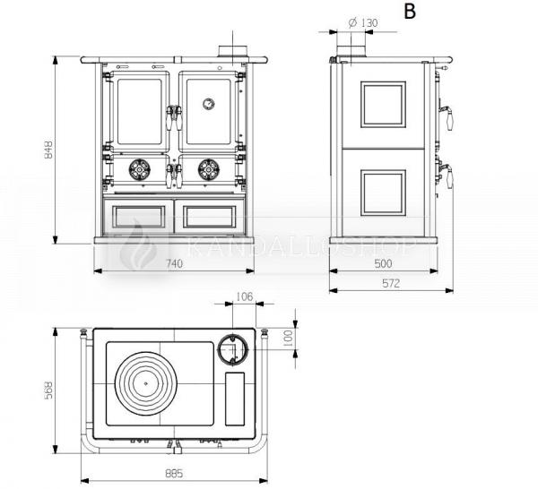 La Nordica Rosetta Maiolica öntvény sparhelt kerámia burkolattal kandalloshop