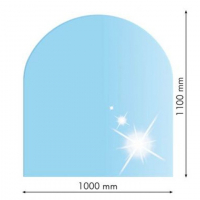 Edzett üveg alátét hordozható kályhák alá - ívelt 100x110 cm