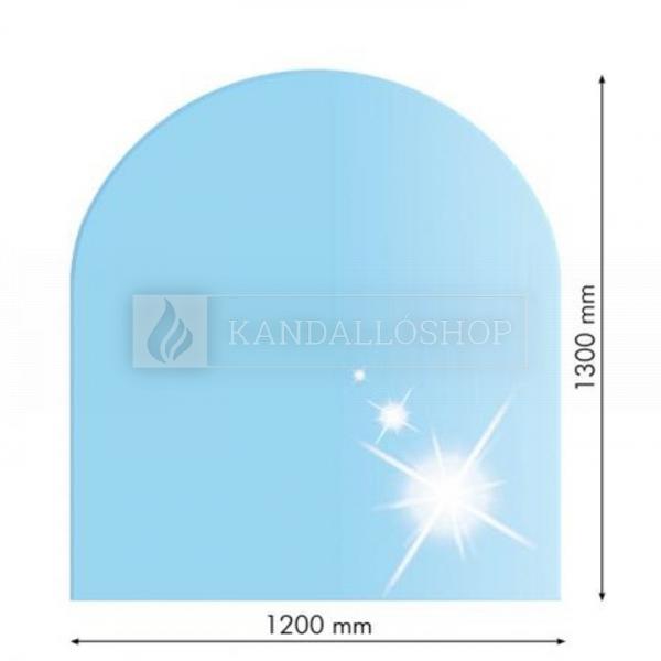Edzett üveg alátét hordozható kályhák alá - ívelt 120x130 cm