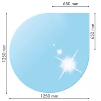 Edzett üveg alátét hordozható kályhák alá - csepp alak 125x125 cm