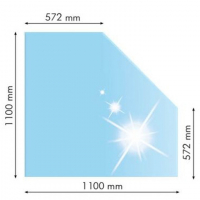 Edzett üveg alátét hordozható kályhák alá - ferde sarokkal 110x110 cm