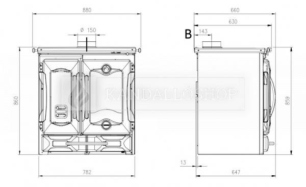 La Nordica Mamy öntvény sparhelt zománcozott lemezzel borítva kandalloshop