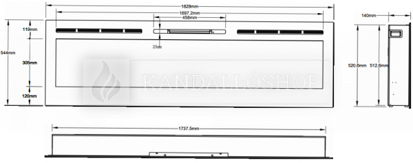 Aflamo Majestic 72 elektromos látvány kandalló távirányítóval kandalloshop