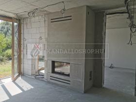 Romotop Heat 2G 88.50.01 sík üvegű légfűtéses kandallóbetét liftes tolóajtóval építés közben kandalloshop