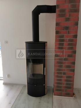 Romotop LAREDO 04 AKUM hőtárolós, homokkő borítású, minőségi, acél kályha a nappaliban kandalloshop