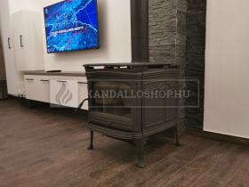 Pacific Energy Alderlea T5 másodlagos égéssel ellátott kanadai kályha a nappaliban kandalloshop