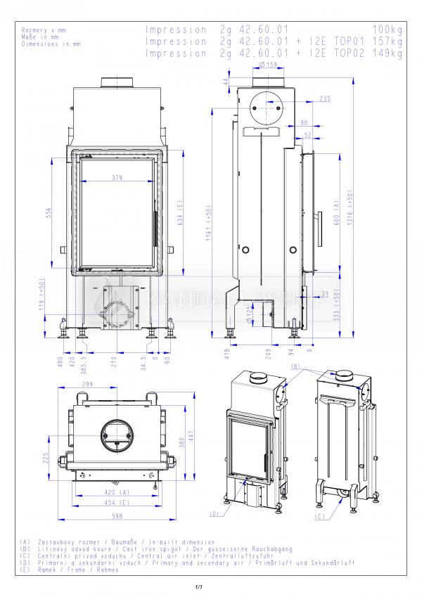 Romotop Impression 2g 42.60.01 masszív acél kandallóbetét dupla üveggel kandalloshop