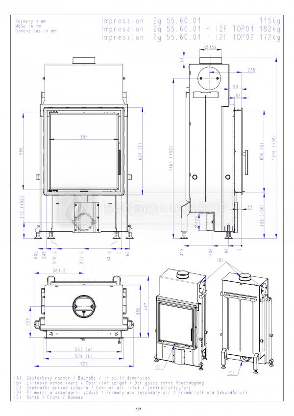 Romotop Impression 2g 55.60.01 masszív acél kandallóbetét dupla üveggel kandalloshop