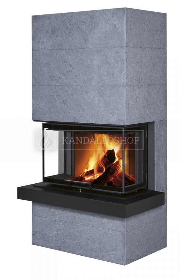 Romotop Cara C modern stílusos három oldali üveggel liftes tolóajtóval és zsírkővel borítva kandalloshop