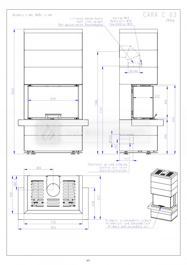 Romotop Cara C 03 modern stílusos három oldali üveggel liftes tolóajtóval és dupla falú lemezzell borítva kandalloshop