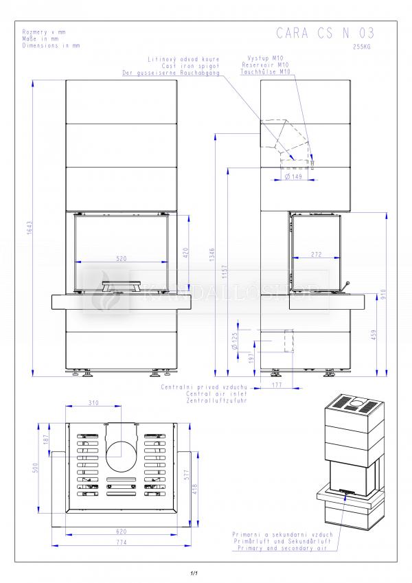 Romotop Cara CS N 03 modern stílusos három oldali üveggel liftes tolóajtóval és dupla falú lemezzell borítva kandalloshop