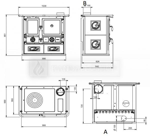 La Nordica Rosa Liberty öntvény sparhelt kerámia burkolattal kandalloshop