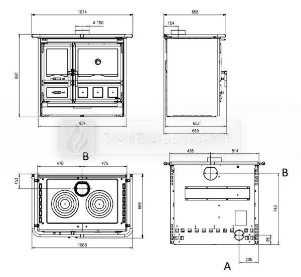 La Nordica Rosa XXL öntvény sparhelt zománcozott lemezzel borítva kandalloshop