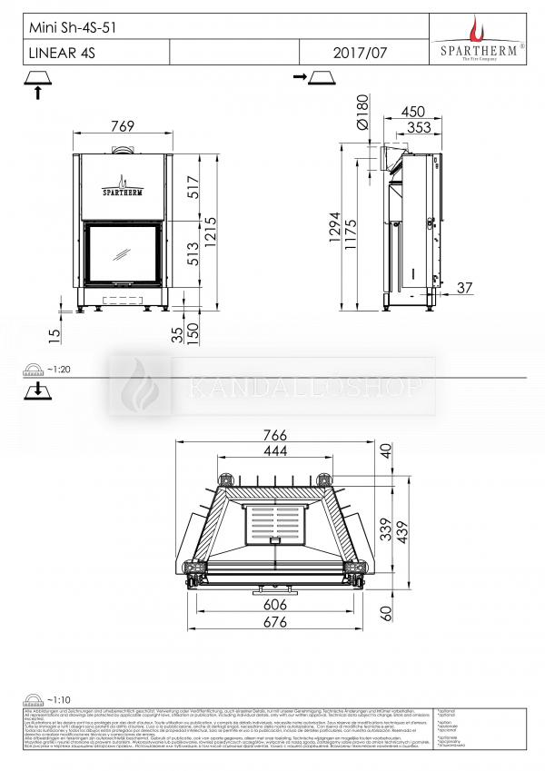 Spartherm Mini SH 51 acél kandallóbetét liftes tolóajtóval kandalloshop