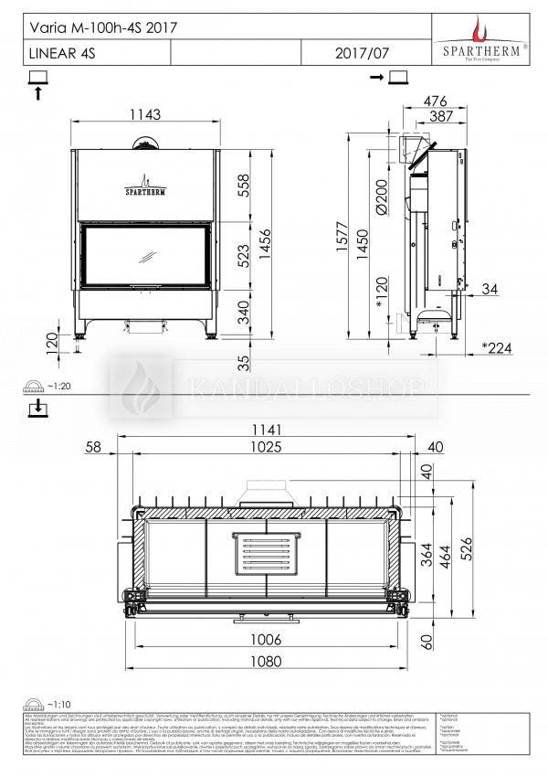 Spartherm Varia M100 acél kandallóbetét liftes tolóajtóval kandalloshop