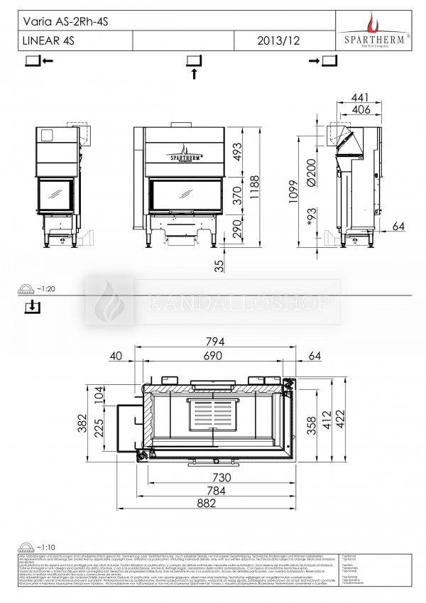 Spartherm Varia 2 AS L/Rh sarki acél kandallóbetét liftes tolóajtóval kandalloshop