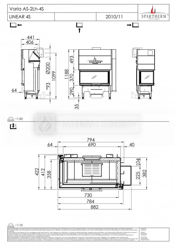 Spartherm Varia 2 AS L/Rh sarki acél kandallóbetét liftes tolóajtóval kandalloshop