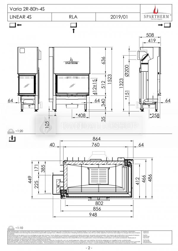 Spartherm Varia 2 L/R 80h sarki acél kandallóbetét liftes tolóajtóval kandalloshop