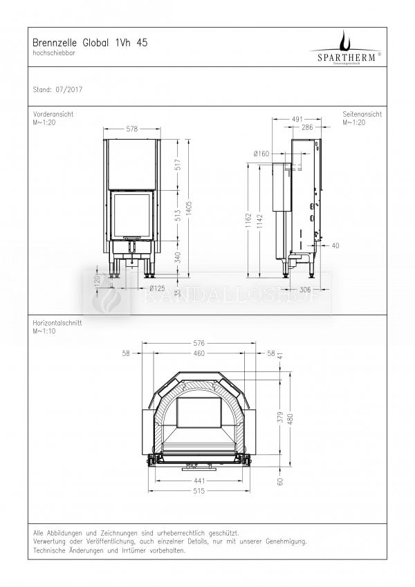 Spartherm Global 1Vh 45 acél kandallóbetét liftes tolóajtóval kandalloshop