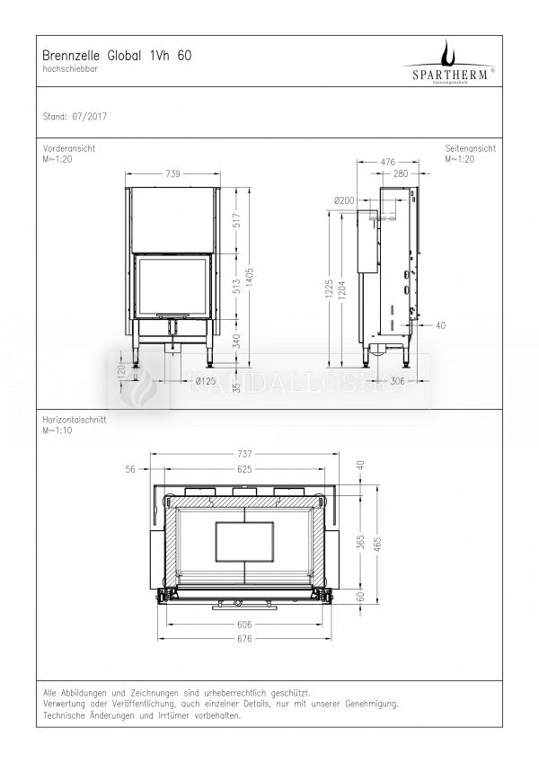 Spartherm Global 1Vh 60 acél kandallóbetét liftes tolóajtóval kandalloshop