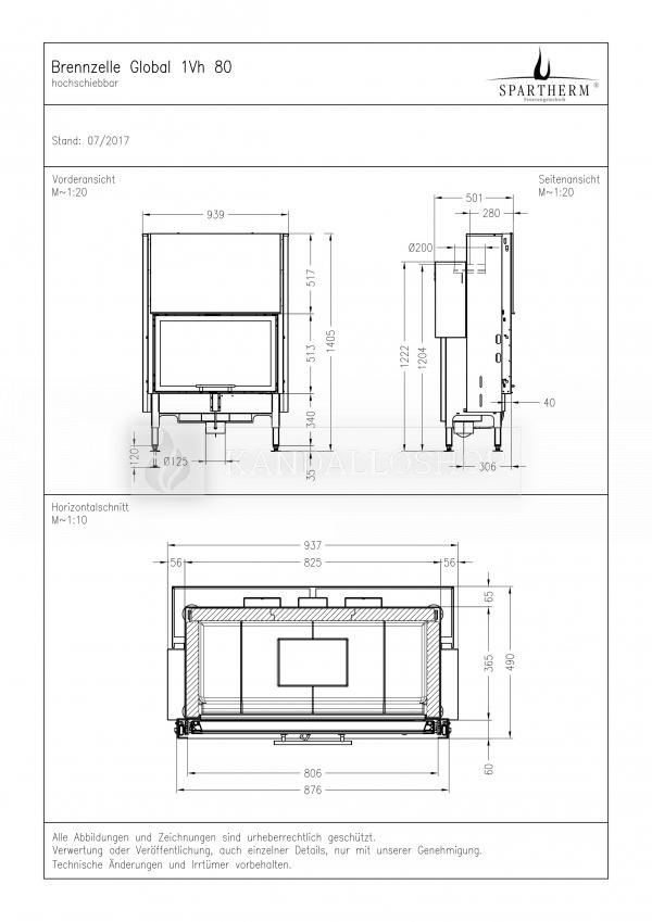 Spartherm Global 1Vh 80 acél kandallóbetét liftes tolóajtóval kandalloshop