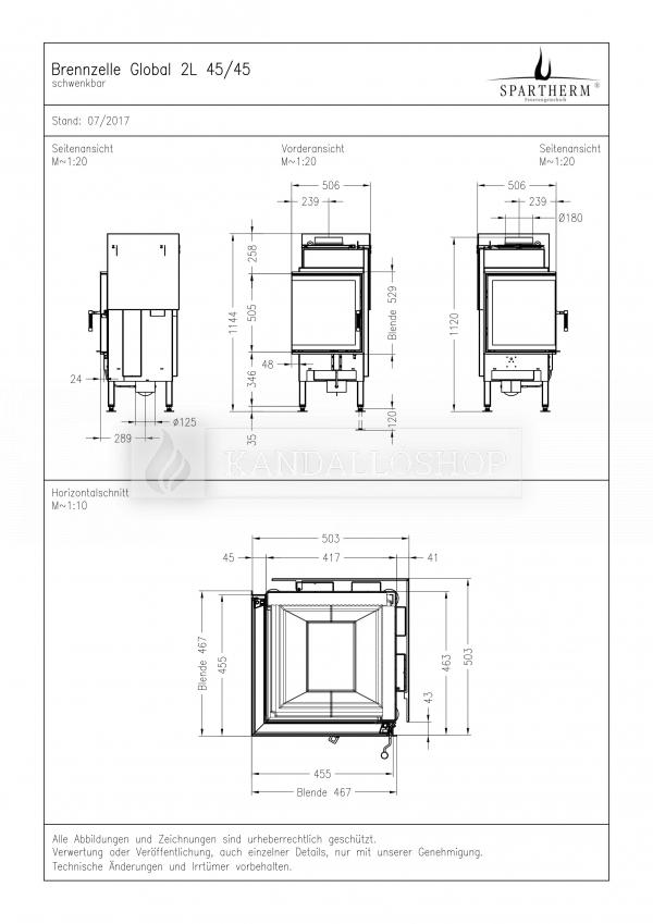 Spartherm Global 2 L/R 45/45 sarki kandallóbetét kandalloshop