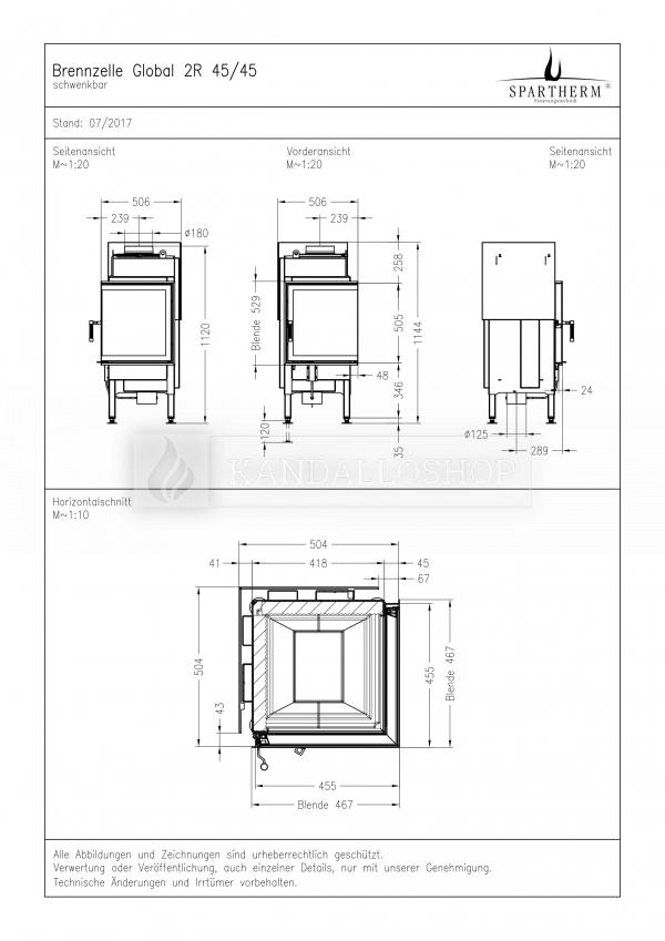 Spartherm Global 2 L/R 45/45 sarki kandallóbetét kandalloshop