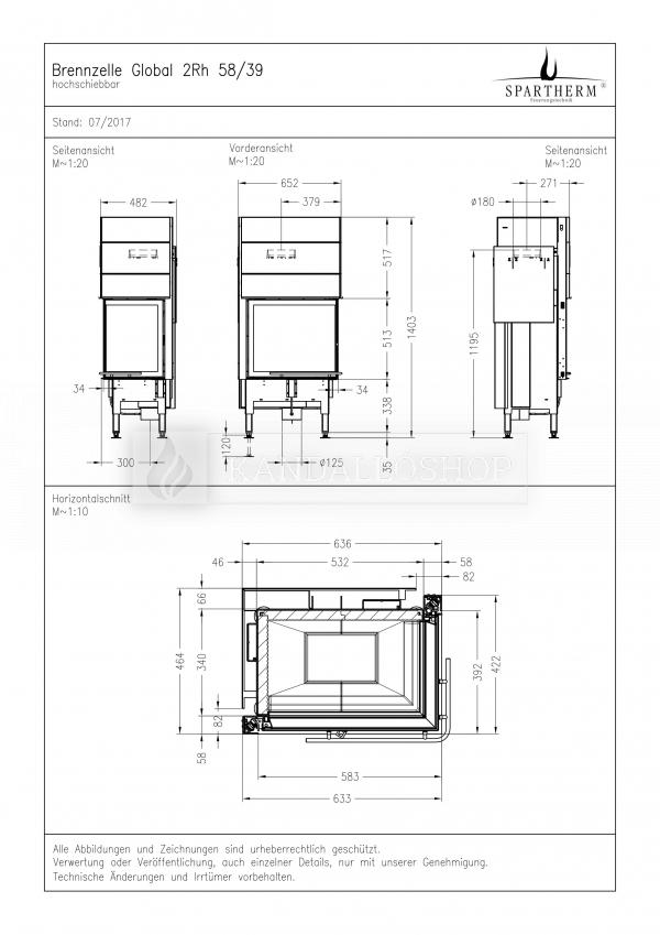 Spartherm Global 2 L/Rh 39/58 sarki acél kandallóbetét liftes tolóajtóval kandalloshop