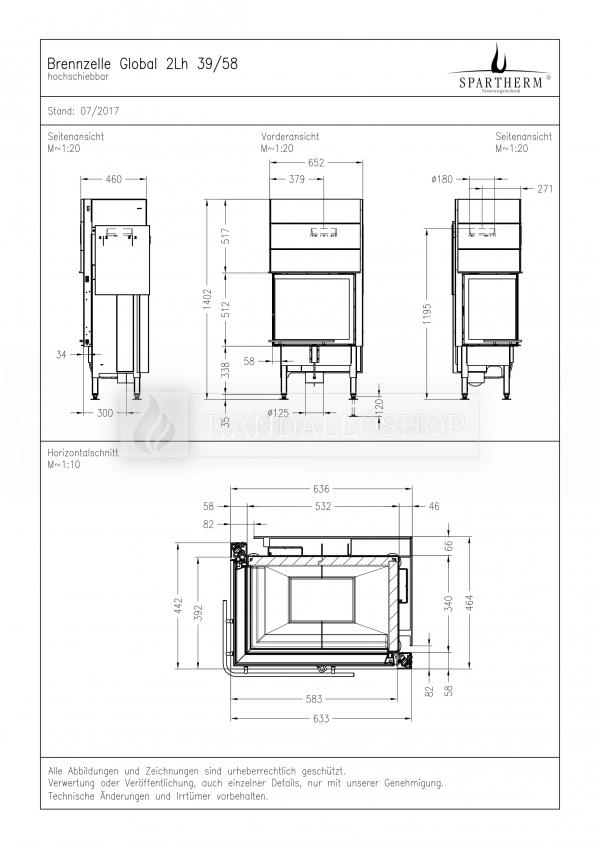 Spartherm Global 2 L/Rh 39/58 sarki acél kandallóbetét liftes tolóajtóval kandalloshop