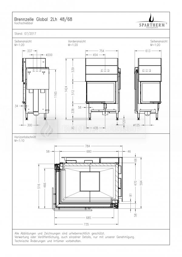 Spartherm Global 2 L/Rh 48/68 sarki acél kandallóbetét liftes tolóajtóval kandalloshop