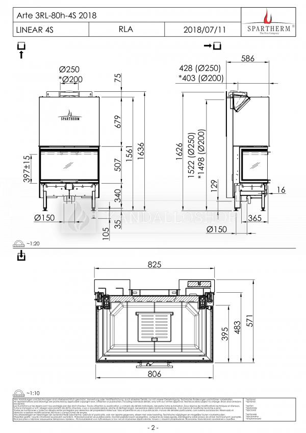 Spartherm Arte 3RL 80h három oldali kandallóbetét liftes tolóajtóval és osztott üveggel kandalloshop