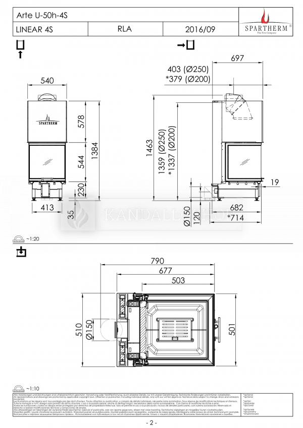 Spartherm Arte U 50h három oldali kandallóbetét liftes tolóajtóval és osztott üveggel kandalloshop
